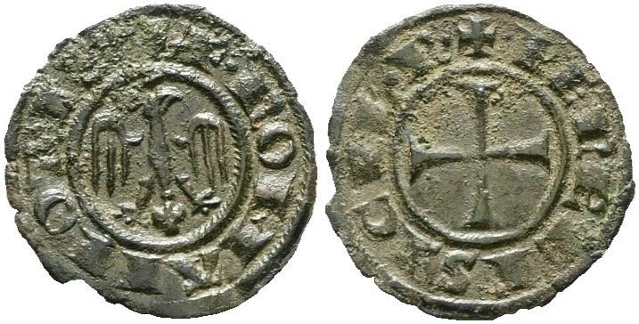 Messina. Regno di Sicilia. Federico II (1197-1250). Mezzo Denaro (1245). Mir 116; 0,42gr; Rr