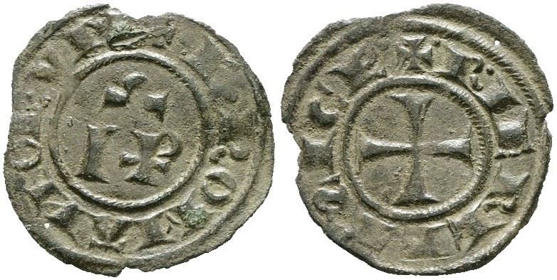 Messina. Regno di Sicilia. Federico II (1197-1250). Mezzo Denaro (1246). Mir 117; 0,36gr; Rrr