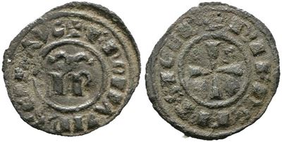 Messina. Regno di Sicilia. Federico II (1197-1250). Mezzo Denaro (1246). Mir 117; 0,32gr; Rrr