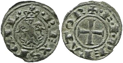 Messina. Regno di Sicilia. Federico II (1197-1250). Mezzo Denaro (1221). Mir 110; 0,35gr; Rr