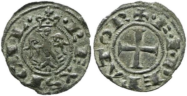 MESSINA. REGNO DI SICILIA. Federico II (1197-1250). Mezzo denaro (1221). Mir 110; 0,35gr; RR