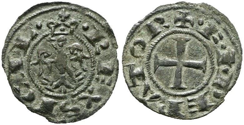 Messina. Regno di Sicilia. Federico II (1197-1250). Mezzo Denaro (1221). Mir 110; 0,35gr; Rr