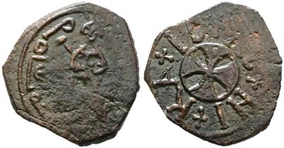 Messina. Regno di Sicilia. Ruggero II (1105-1154). Follaro. Mir 28; Cu; 1,74gr; di Stile Insolito