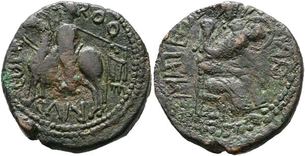 MILETO. Ruggero II (1085-1101), Follaro. Mir 497; Cu; 10,81gr; Raro
