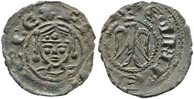 Palermo. Regno di Sicilia. Enrico e Federico (1194-1197). Denaro. Mir 464; Mi; 0,57gr; Raro