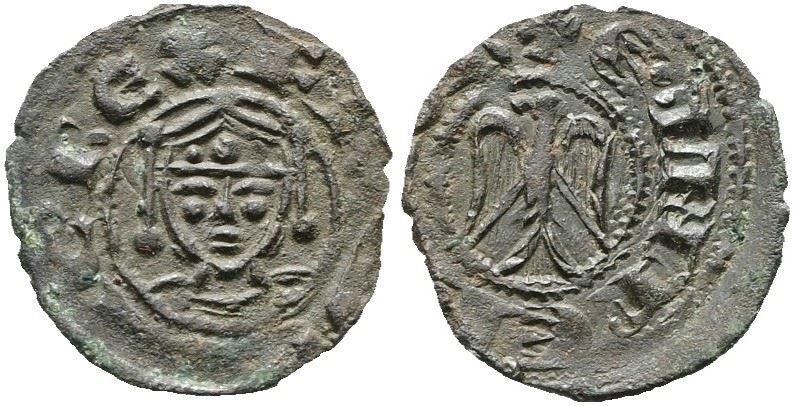 Palermo. Regno di Sicilia. Enrico e Federico (1194-1197). Denaro. Mir 464; Mi; 0,57gr; Raro