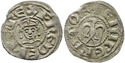 Palermo. Regno di Sicilia. Enrico e Federico (1194-1197). Denaro. Mir 464; Mi; 0,66gr; Raro