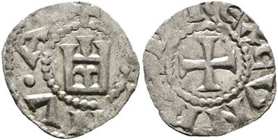 Genova, Denaro (1139-1339), Mir 16, CNI 1/69; Mi, 0,61 gr, BB+
