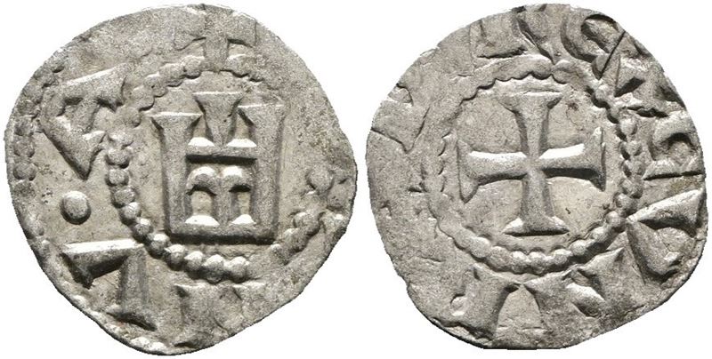 Genova, Denaro (1139-1339), Mir 16, CNI 1/69; Mi, 0,61 gr, BB+