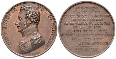 Francia. Luigi Antonio di Borbone Duca di Angouleme, Maresciallo Francese (morto nel 1815). Medag...