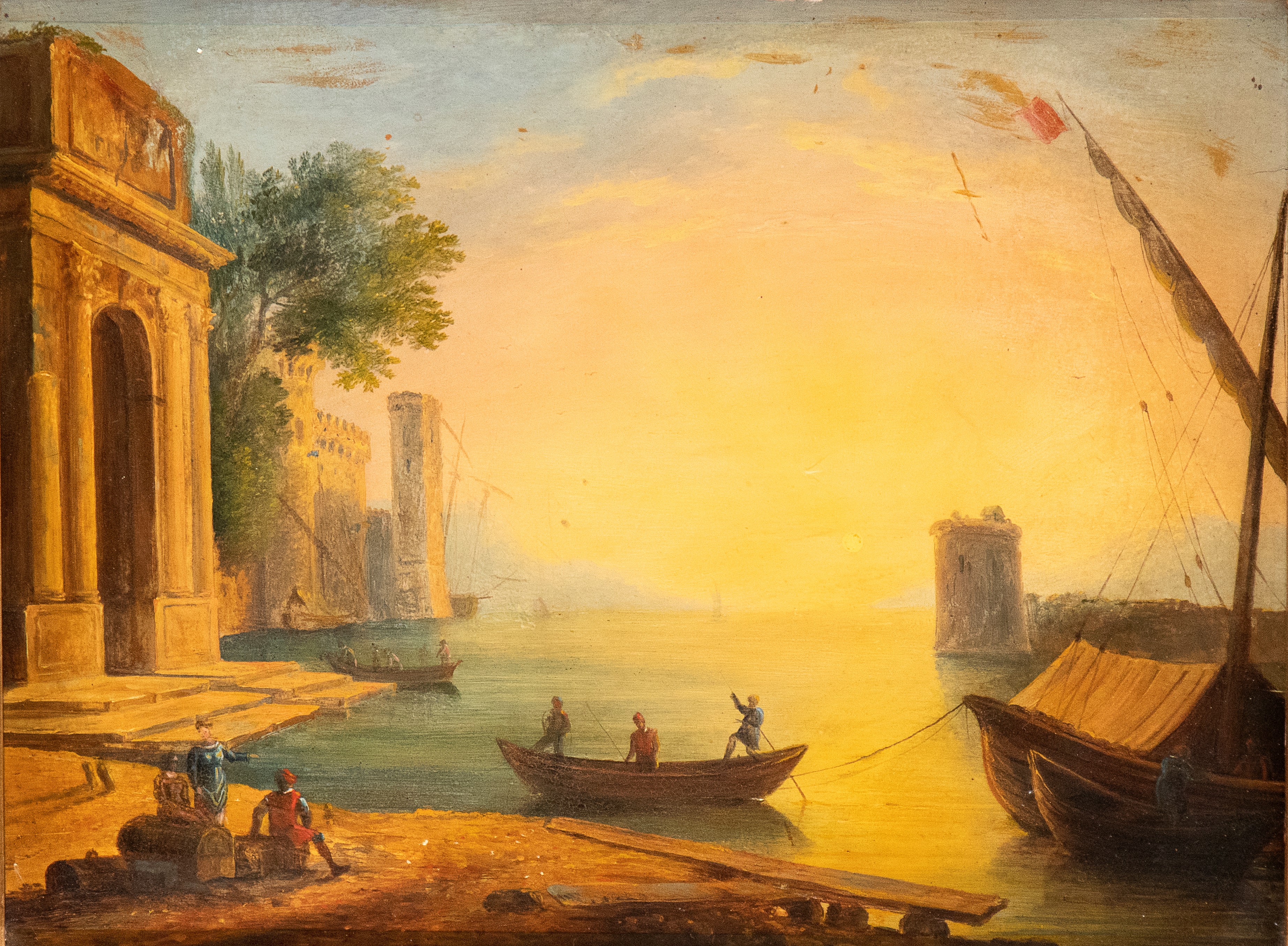 a) Capriccio costiero con architetture, figure e imbarcazioni; b) Capriccio costiero con figure, ...