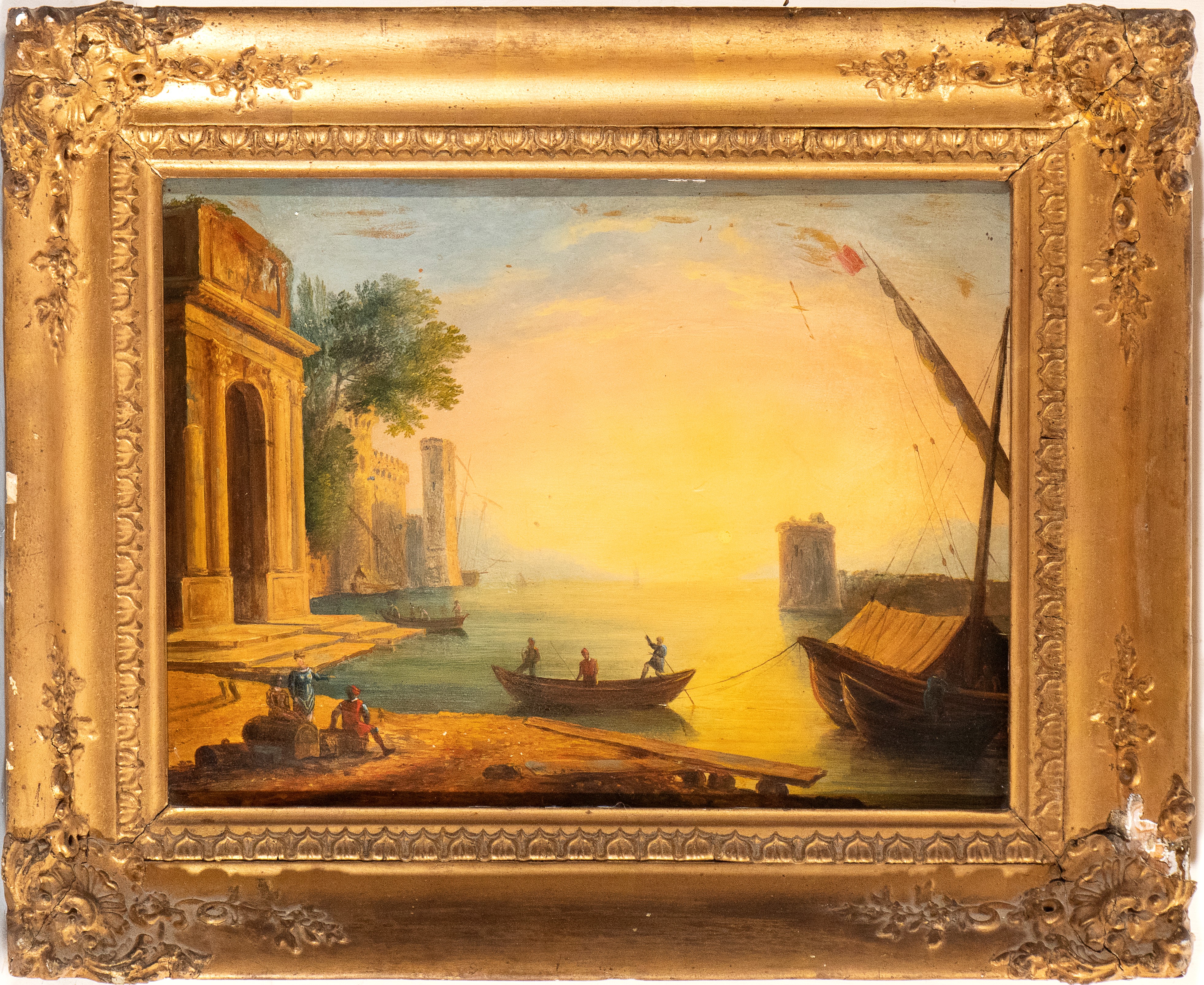 a) Capriccio costiero con architetture, figure e imbarcazioni; b) Capriccio costiero con figure, ...