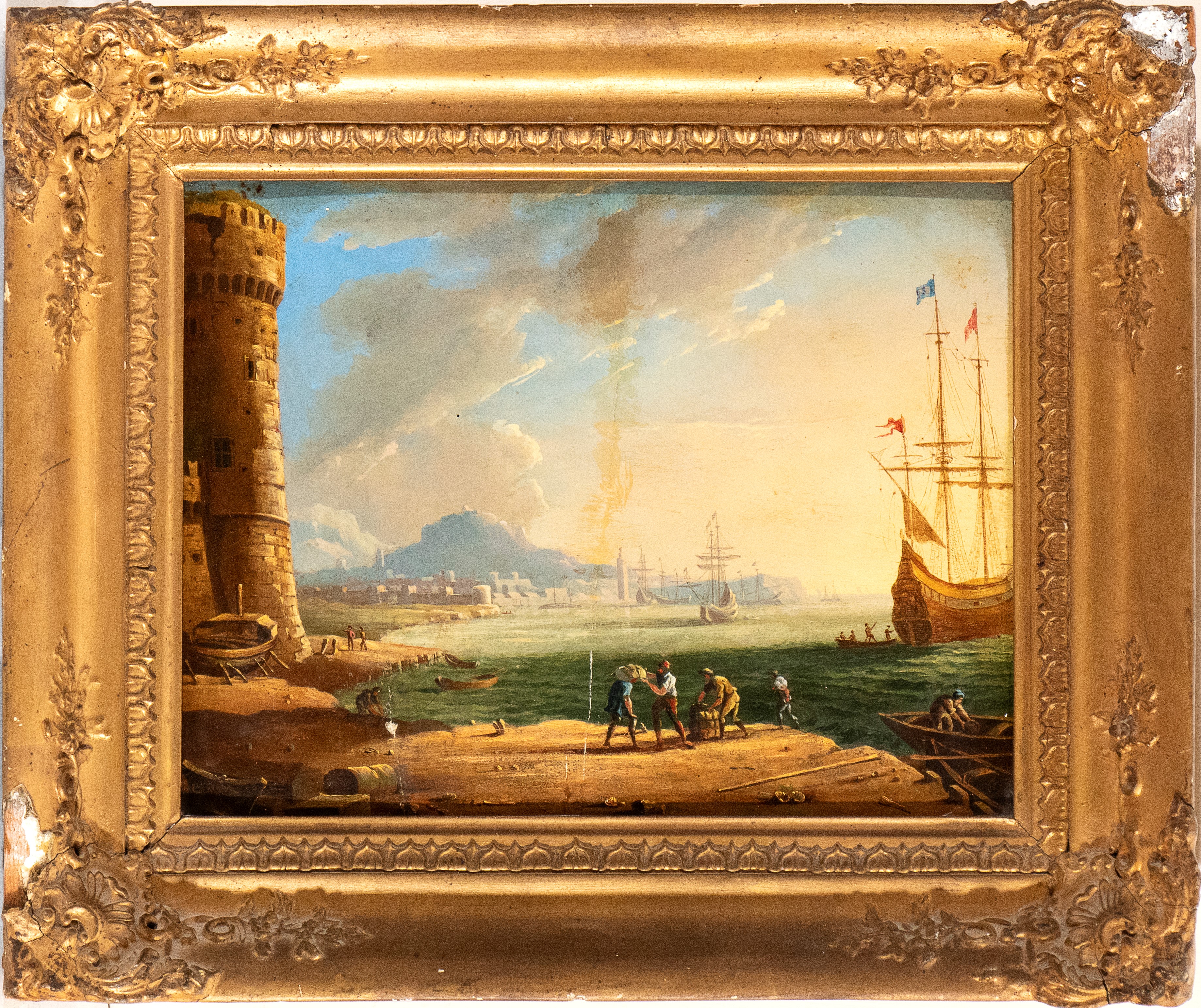 a) Capriccio costiero con architetture, figure e imbarcazioni; b) Capriccio costiero con figure, ...