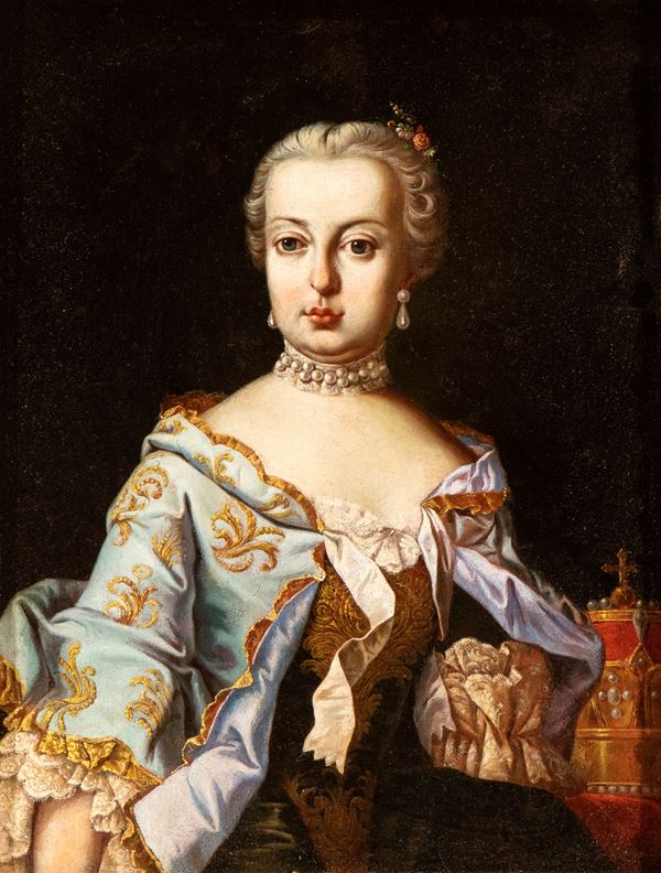 Artista nord-europeo, XVIII secolo - Portrait of a Christian queen with crown