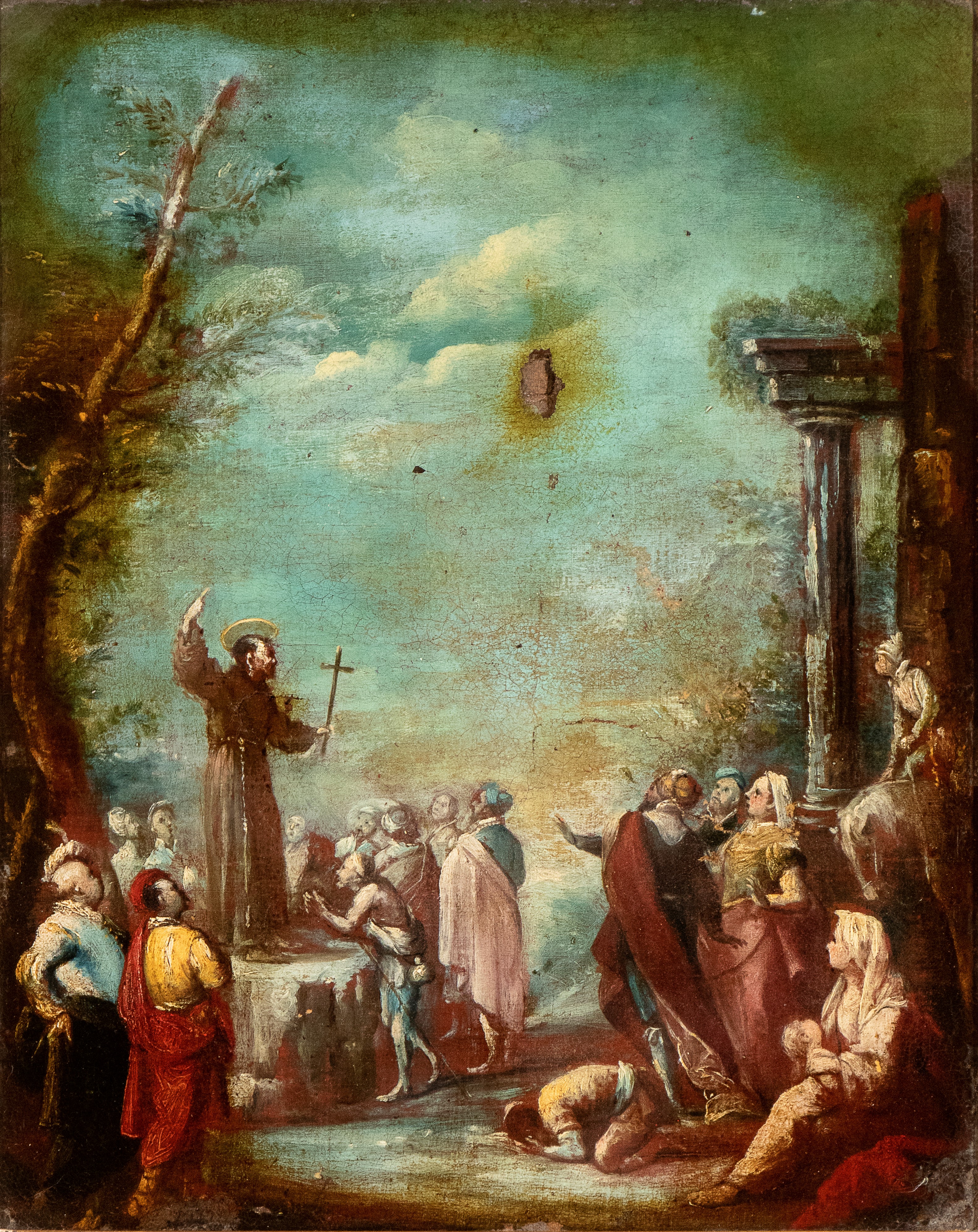 Artista Emiliano, XVII Secolo - A) Predica di San Francesco; B) Predica di San Domenico. Coppia d...