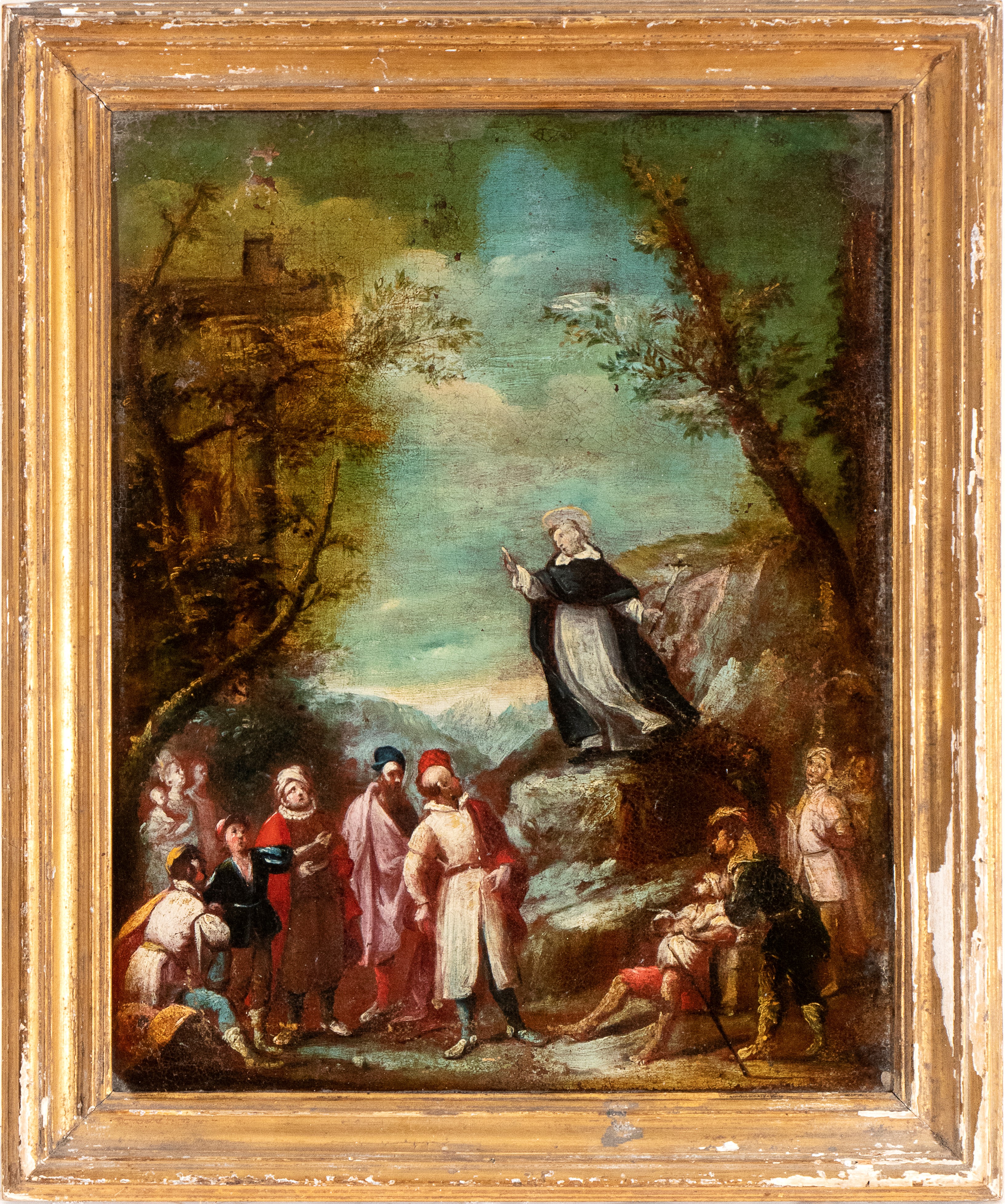 Artista Emiliano, XVII Secolo - A) Predica di San Francesco; B) Predica di San Domenico. Coppia d...