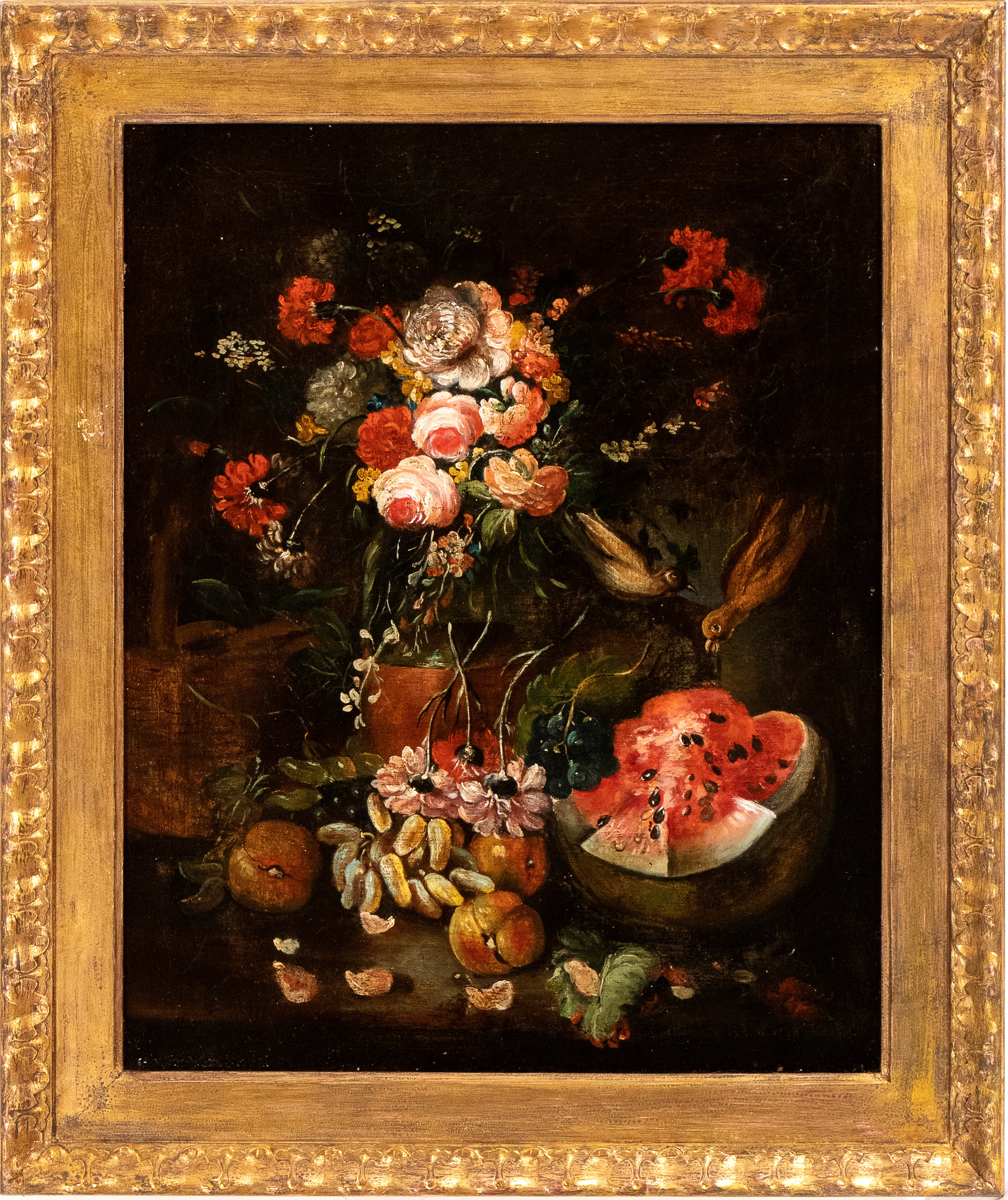 Natura morta di frutta e fiori