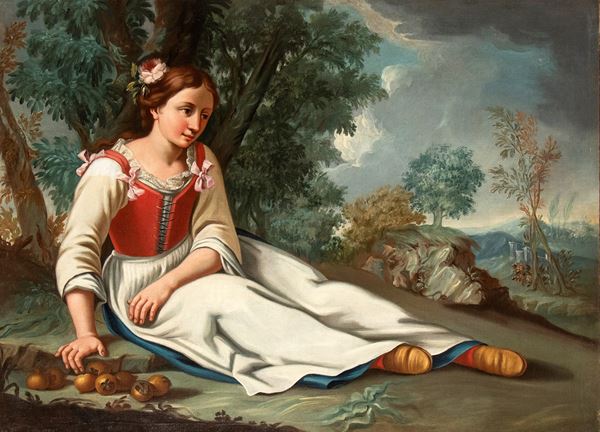 Francesco Londonio - Portrait of a young lady in a landscape 