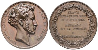 Francia. Personaggi. Scip. M. De Dreux-breze (1833). Medaglia Battuta nel XIX Sec., Tributo ai Su...