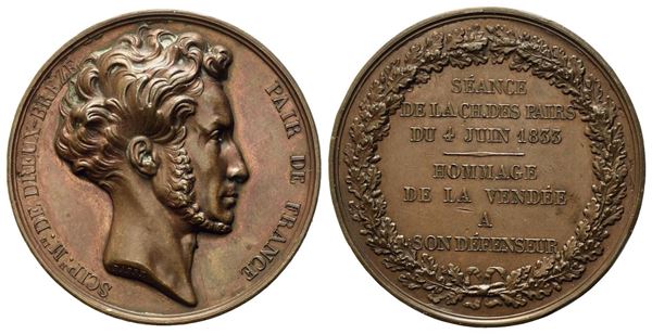 FRANCIA. Scip. M. De Dreux-Breze (1833). Medaglia battuta nel XIX sec., tributo...  - Auction Monete e medaglie moderne Italiane ed Estere - Bertolami Fine Art - Casa d'Aste