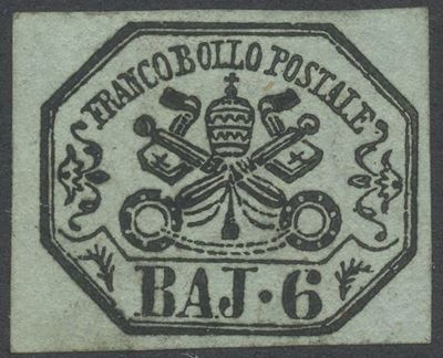 Moneta Pontificia, 6 baj grigio azzurrastro del 1852