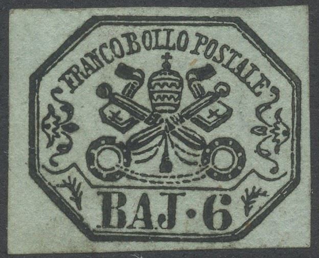 Moneta Pontificia, 6 baj grigio azzurrastro del 1852