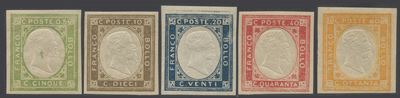 Prv. Napoletane, Serie Non Emessa n.1/5, 1861, nuova con gomma integra