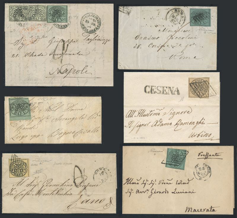 Pontificio - Storia Postale, Lotto di 15 Oggetti Postali