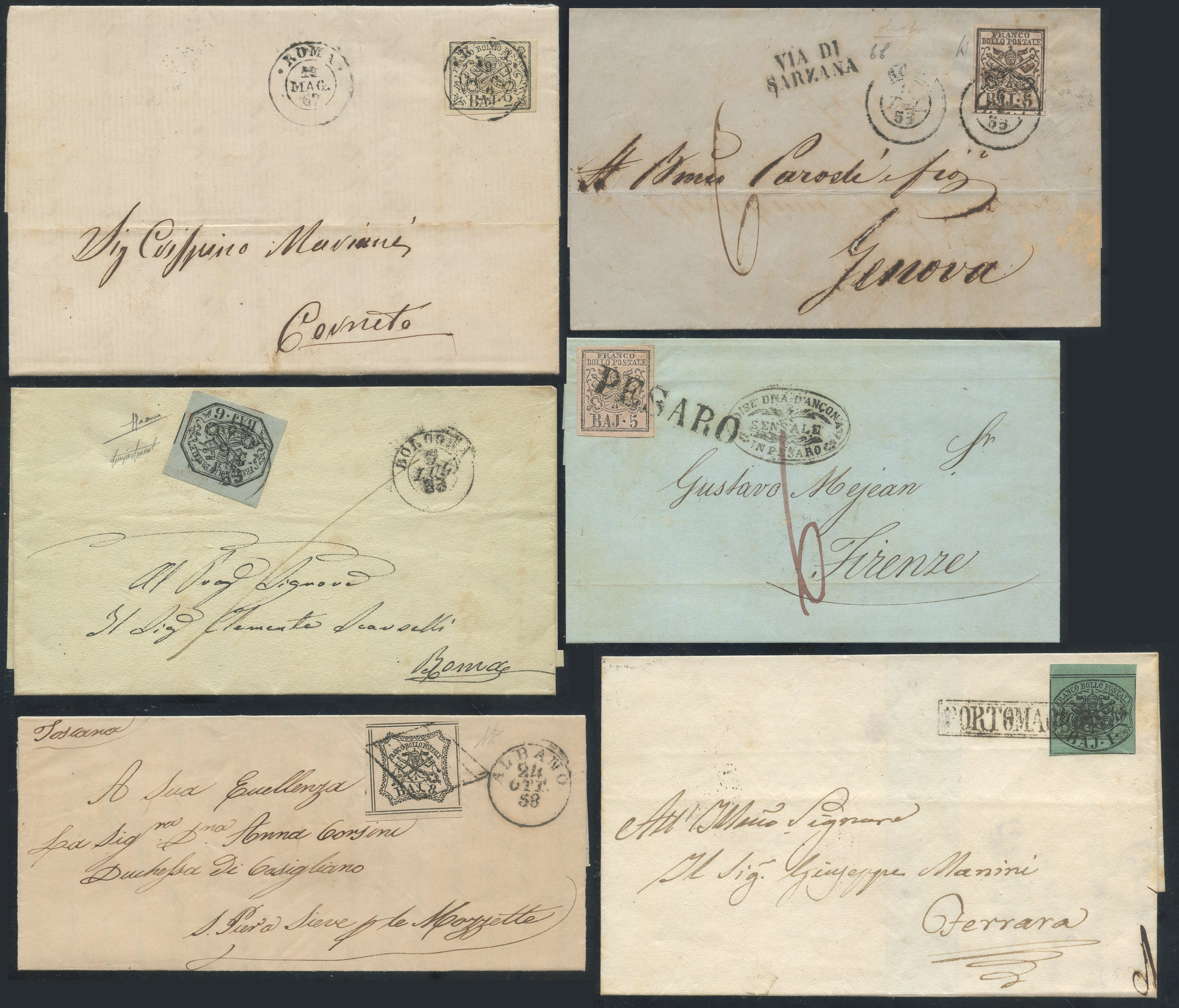Pontificio - Storia Postale, Lotto di 15 Oggetti Postali