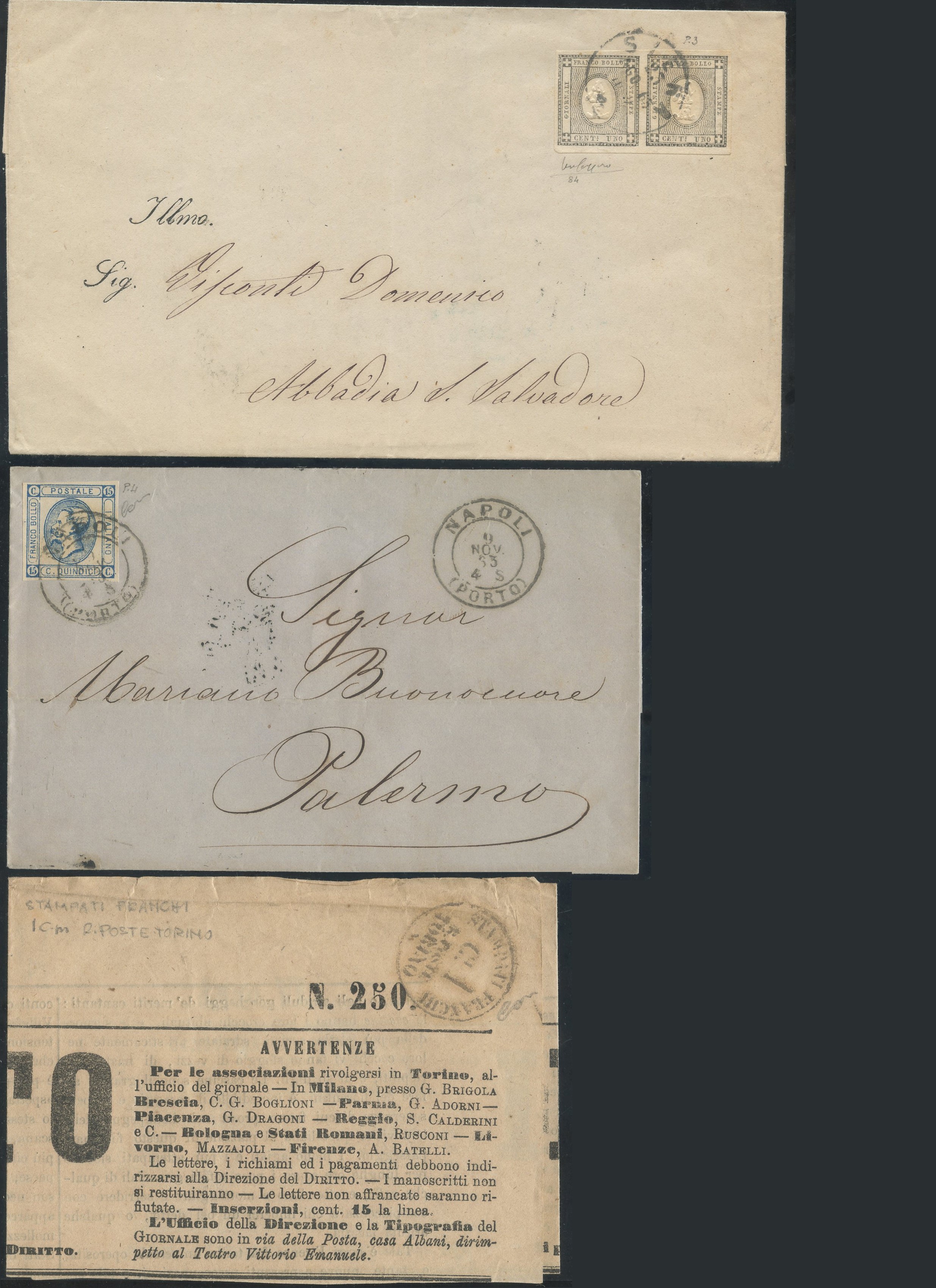 Sardegna, Insieme di Storia Postale - IV Emissione