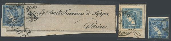 Lombardo Veneto - Franc. per Giornali i tre tipi