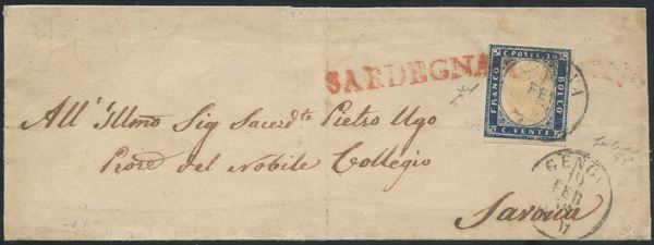 Sardegna/Annullamenti - IV emissione, SD ''SARDEGNA'' in rosso.