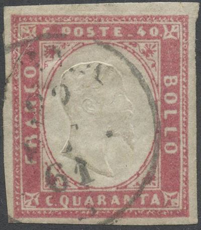 Sardegna/ IV Emissione, 40 Cent. Rosa Lilla N.16ce