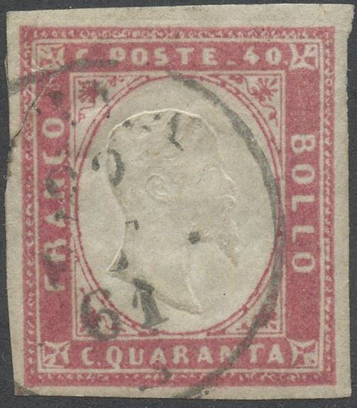 Sardegna/ IV Emissione, 40 Cent. Rosa Lilla N.16ce