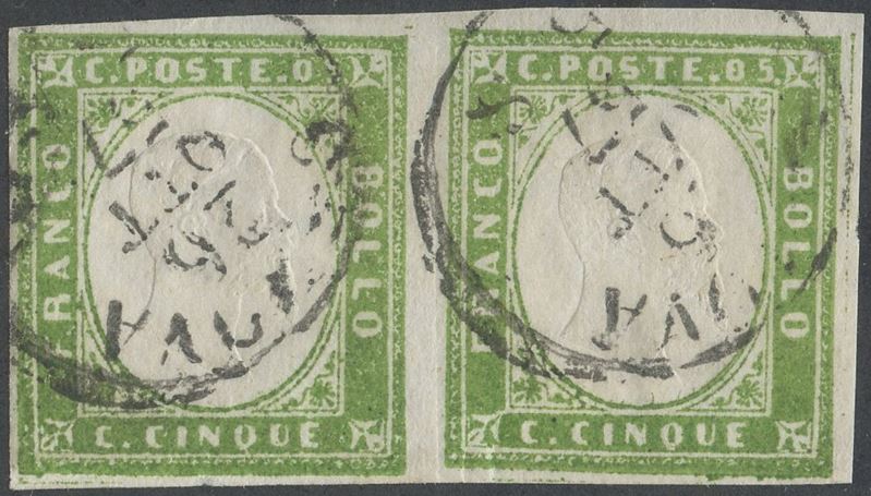 Sardegna/ IV Emissione, 5 Cent Verde Giallo Olivastro N.13ag