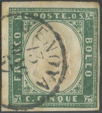 Sardegna - IV Emissione, 5 Cent. Verde Smeraldo Scuro
