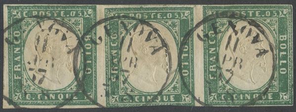 Sardegna - IV emissione, 5 cent. verde smeraldo grigiastro