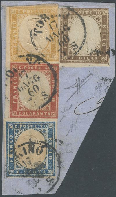 Sardegna - IV Emissione, Frammento Quadricolore