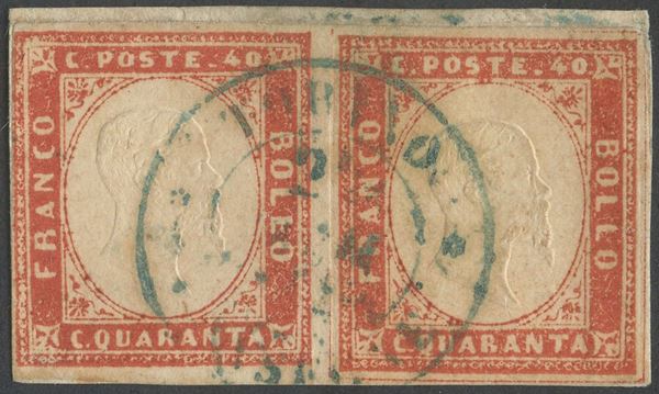 Sardegna - IV emissione, 40 cent. vermiglio arancio Pos. 12