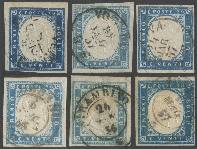 Sardegna - IV Emissione, 20 Cent. Interessante Insieme di 6 Valori.