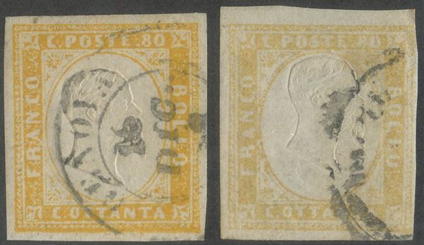 Sardegna - IV emissione, 80 cent. due esemplari