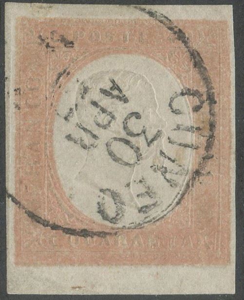 Sardegna - III Emissione, 40 Cent. Rosso Mattone Chiaro Bordo di Foglio
