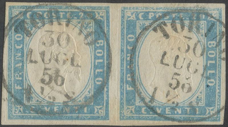 Cartolina postale, Sardegna – IV emissione: 20 centesimi cobalto in coppia orizzontale