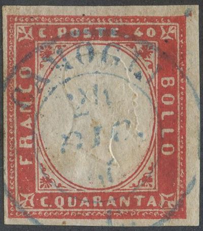 Sardegna - IV Emissione, 40 Cent. Vermiglio Scuro