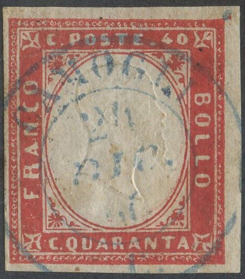 Sardegna - IV Emissione, 40 Cent. Vermiglio Scuro