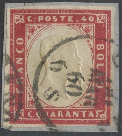 Sardegna - IV Emissione, 40 Cent. Carminio