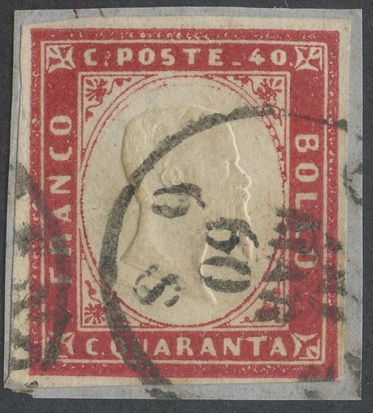 Sardegna - IV Emissione, 40 Cent. Carminio