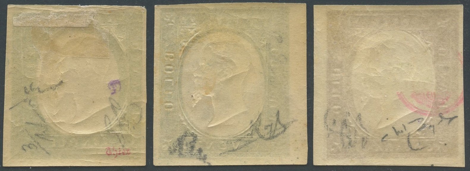 Francobolli sardi, III emissione (serie non emessa), n. 10/12