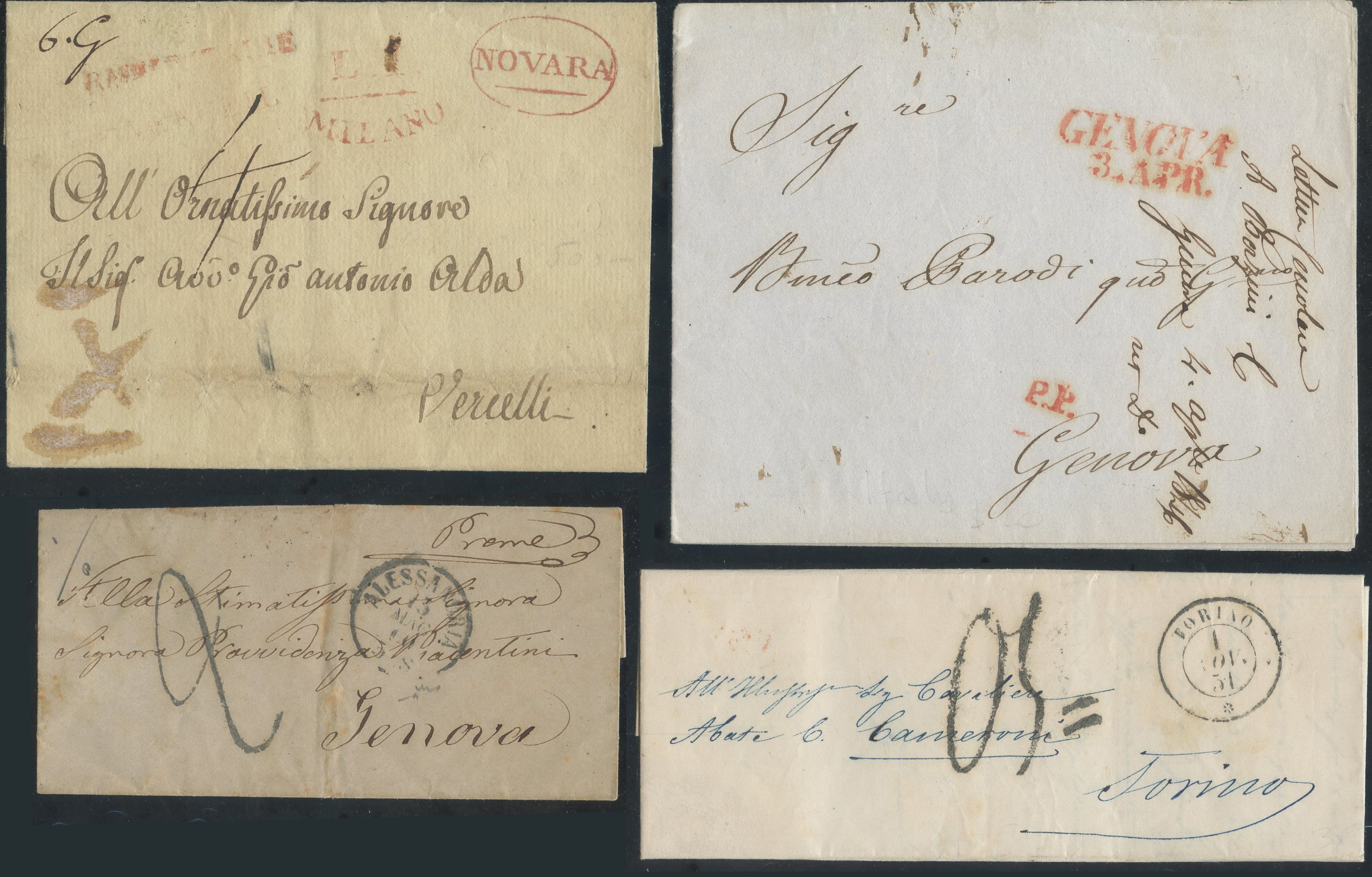 Prefilateliche - Insieme di 16 Lettere dalla Repubblica di Genova al 1851