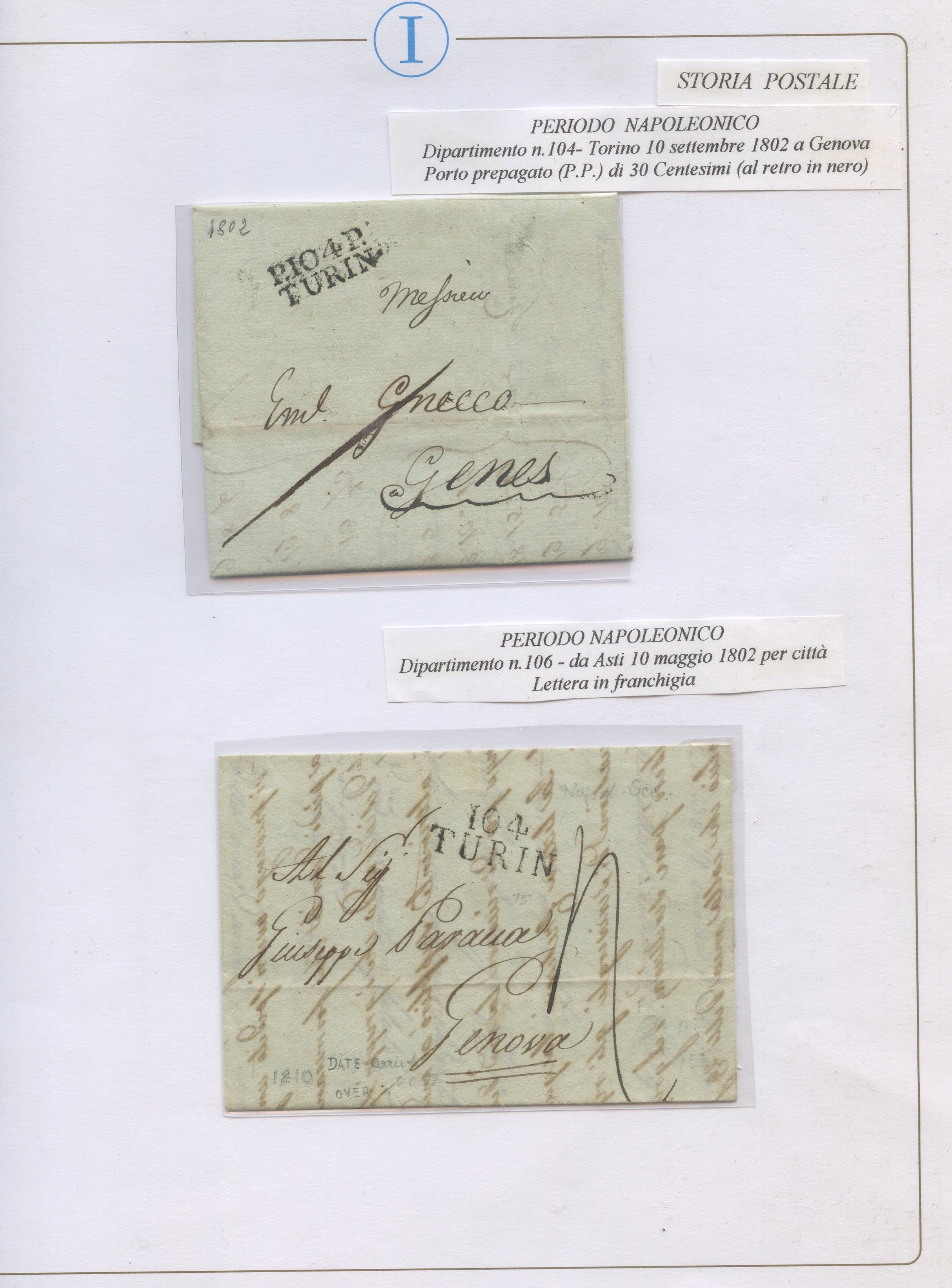 Prefilateliche - Insieme di 16 Lettere dalla Repubblica di Genova al 1851